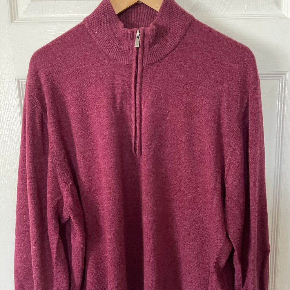 Bachrach XXL 1/4 Zip Pullover Sweater Garnet Red